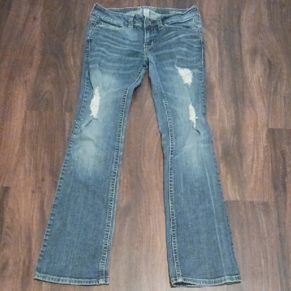 Refuge Distressed Blue Boot Cut Jeans